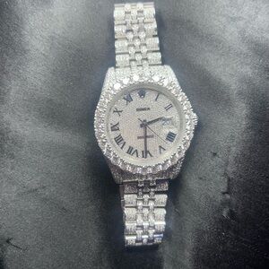 Moissanite Rolex Watch Roman Numeral Dial